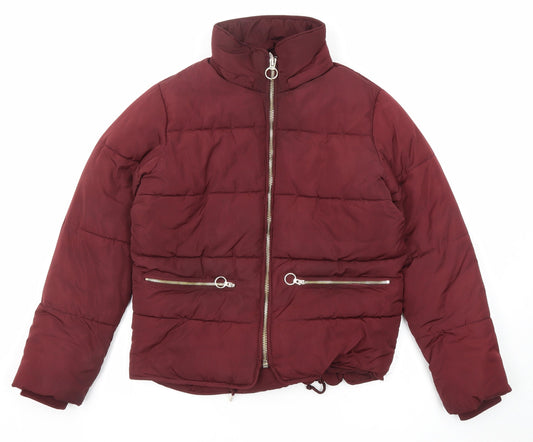 Womens UK Size 10 Topshop Red Puffer Jacket