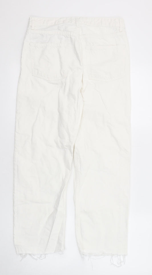 Zara Womens White Cotton Skinny Jeans Size 10 Regular Zip