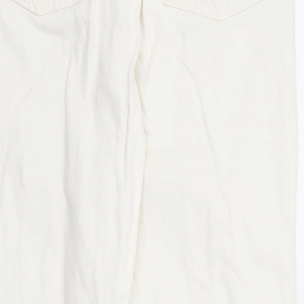 Zara Womens White Cotton Skinny Jeans Size 10 Regular Zip