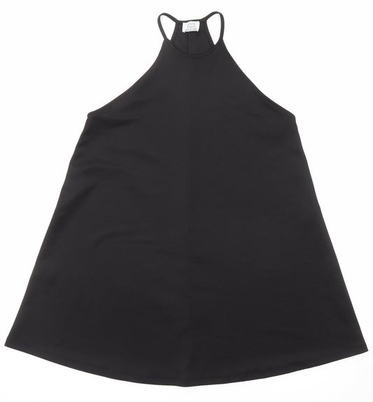 Zara Womens Black Polyester Trapeze & Swing Size S Round Neck Pullover