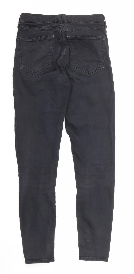 Topshop Womens Black Cotton Skinny Jeans Size 28 in Regular Zip