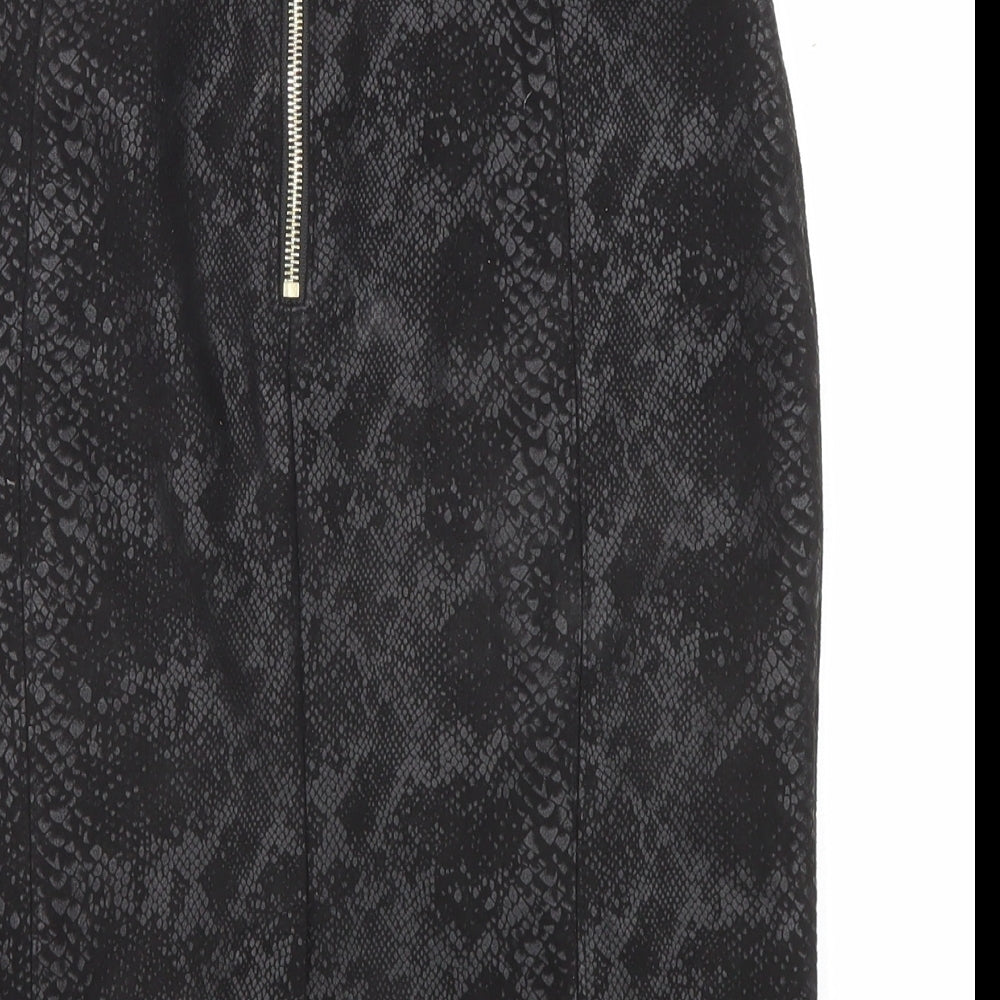 Capsule Womens Black Animal Print Polyester Straight & Pencil Skirt Size XS Zip - Snakeskin pattern
