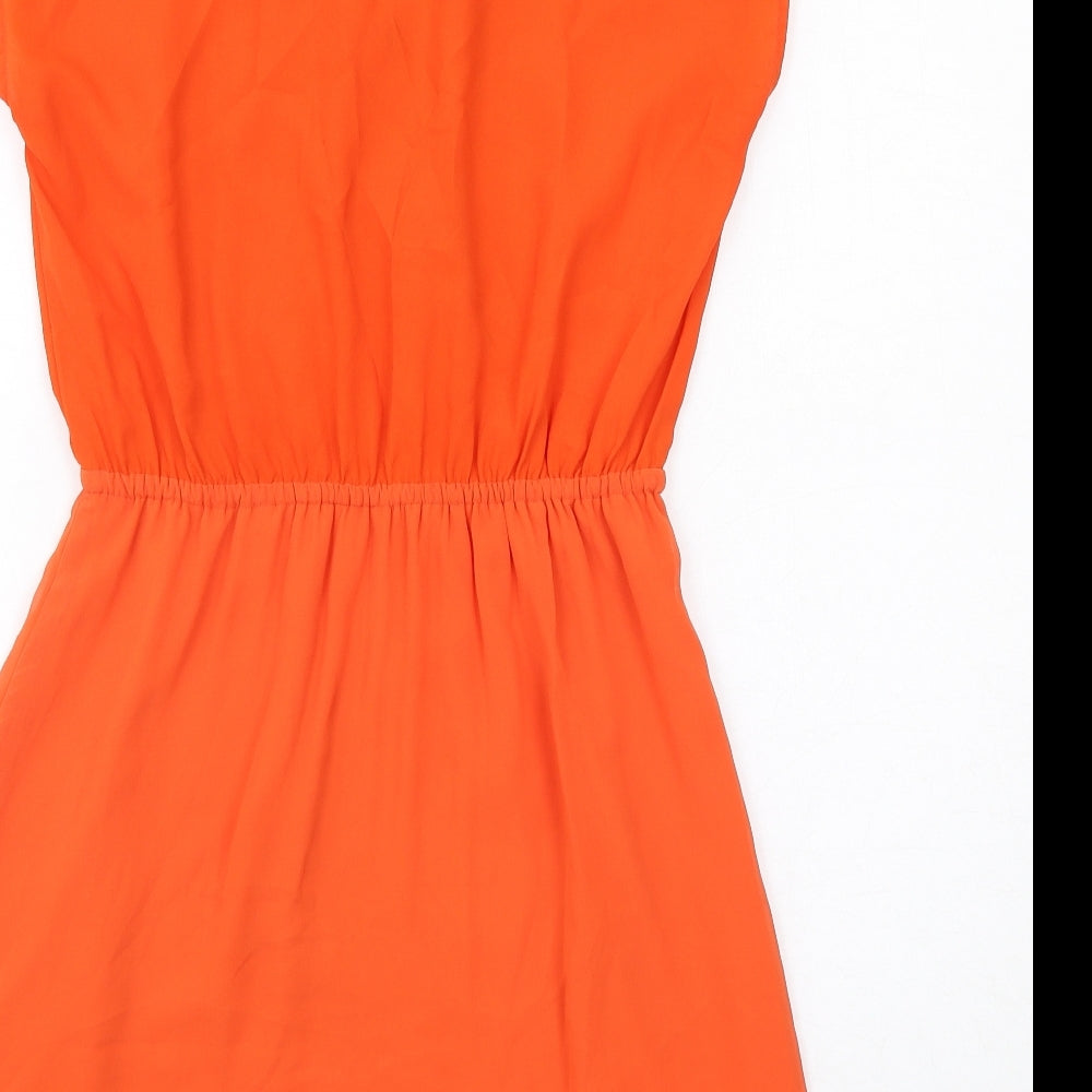 H&M Womens Orange Polyester A-Line Size 8 V-Neck Pullover