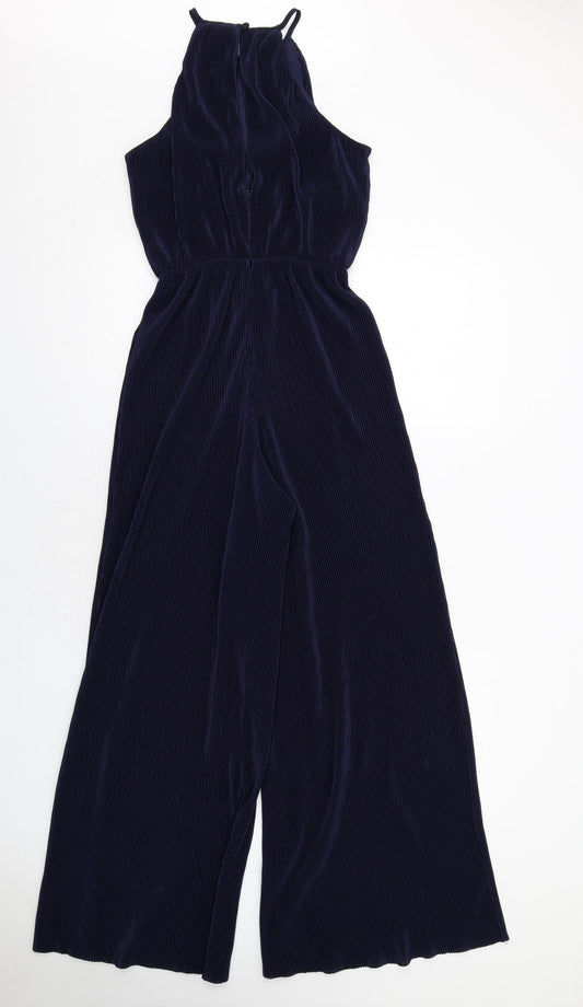 Topshop Womens Blue Polyester Jumpsuit One-Piece Size 6 Zip