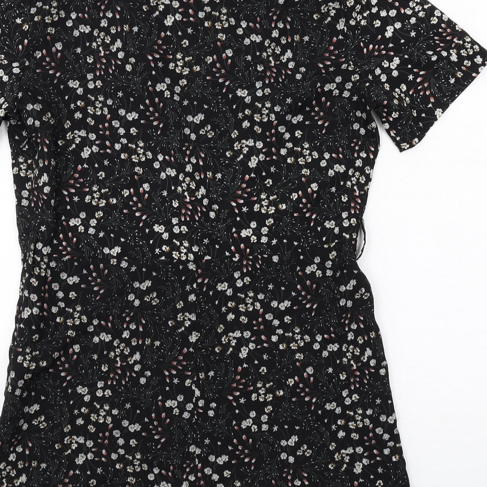 Oh My Days Womens Black Floral Viscose Playsuit One-Piece Size 8 Zip