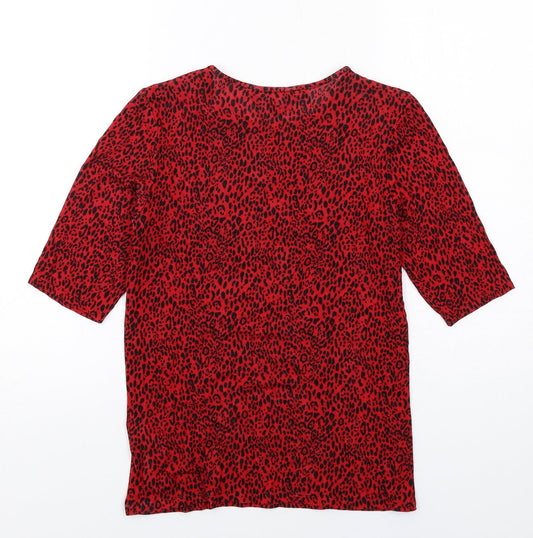 Womens UK Size 10 Principles Red Basic T-Shirt
