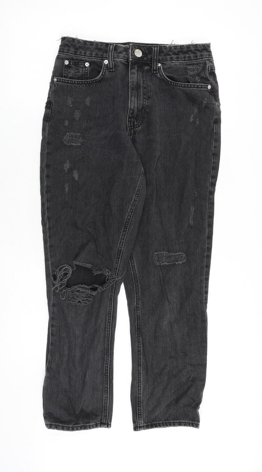 Womens UK Size 10 River Island Regular Fit Straight Grey Jeans