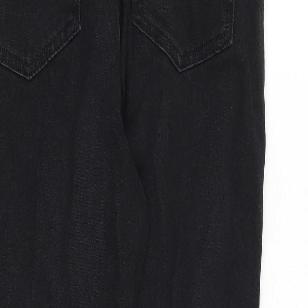 Dorothy Perkins Womens Black Cotton Tapered Jeans Size 6 Regular Zip
