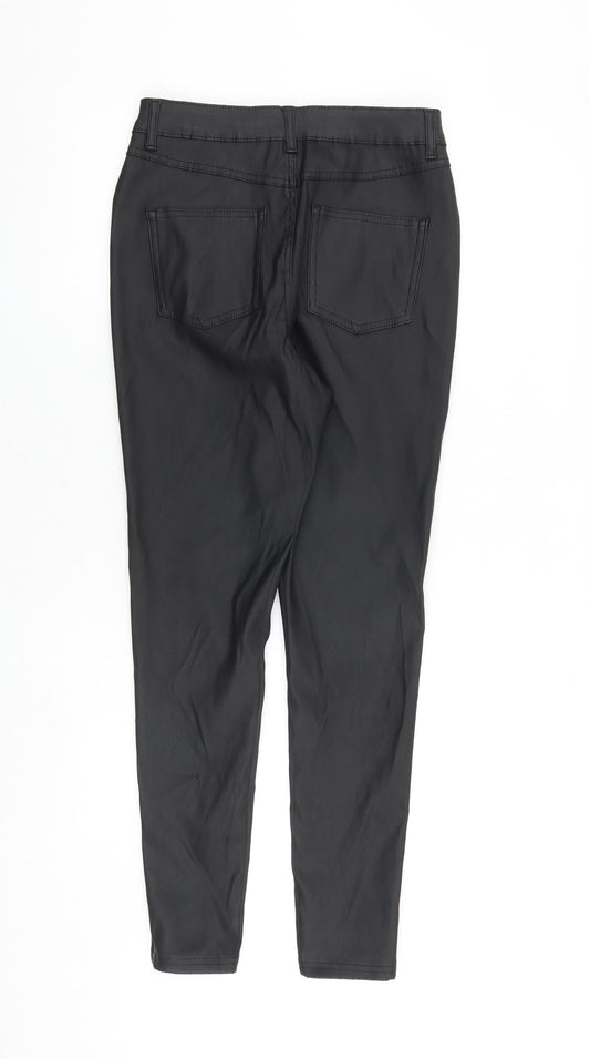 Denim & Co. Womens Black Polyester Trousers Size 10 Regular Zip - Coated