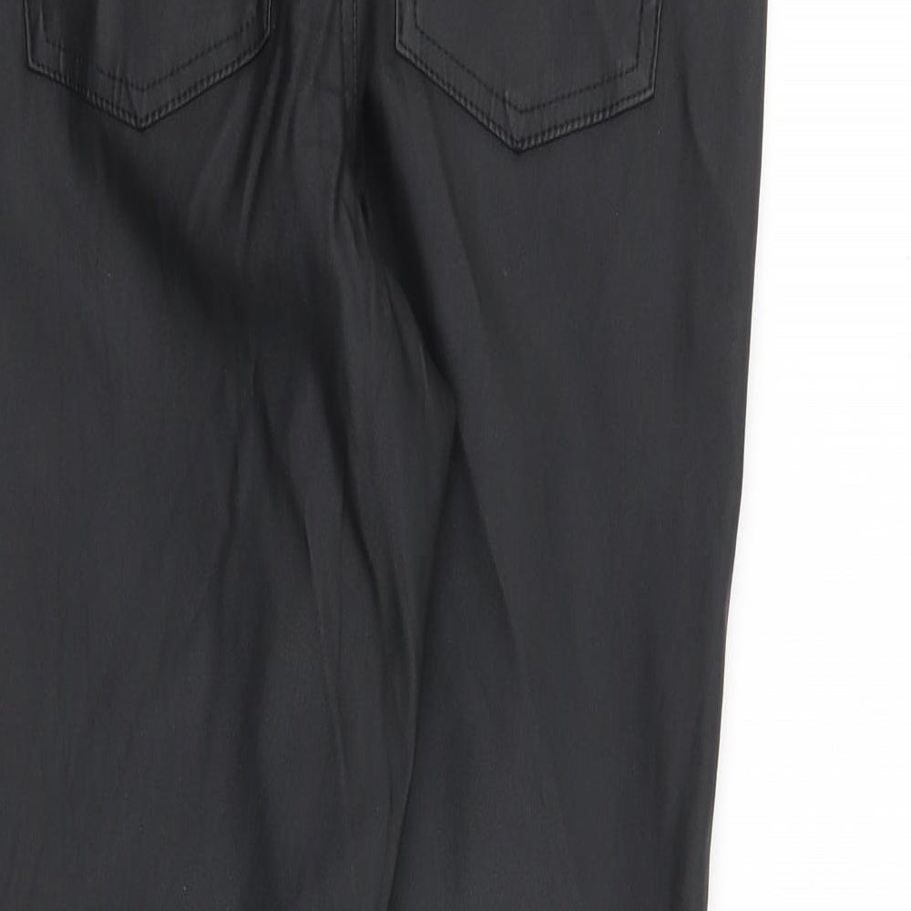 Denim & Co. Womens Black Polyester Trousers Size 10 Regular Zip - Coated