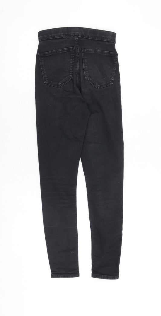 Topshop Womens Black Cotton Skinny Jeans Size 25 in Regular Zip