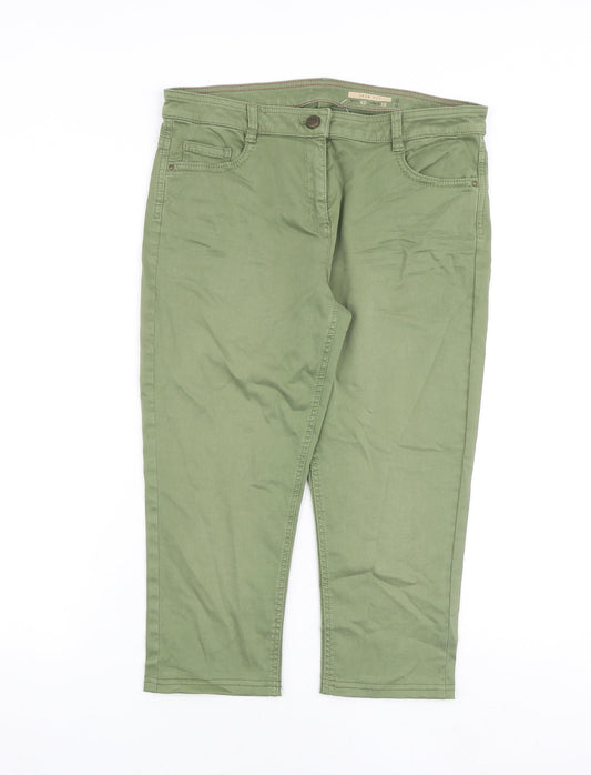 Additional front view of EDC women’s green cotton skinny jeans, size UK 12, regular zip