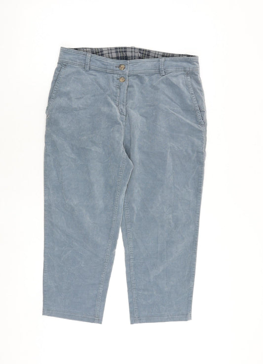 Additional front view of EDC women’s blue cotton trousers, size UK 32, in regular zip