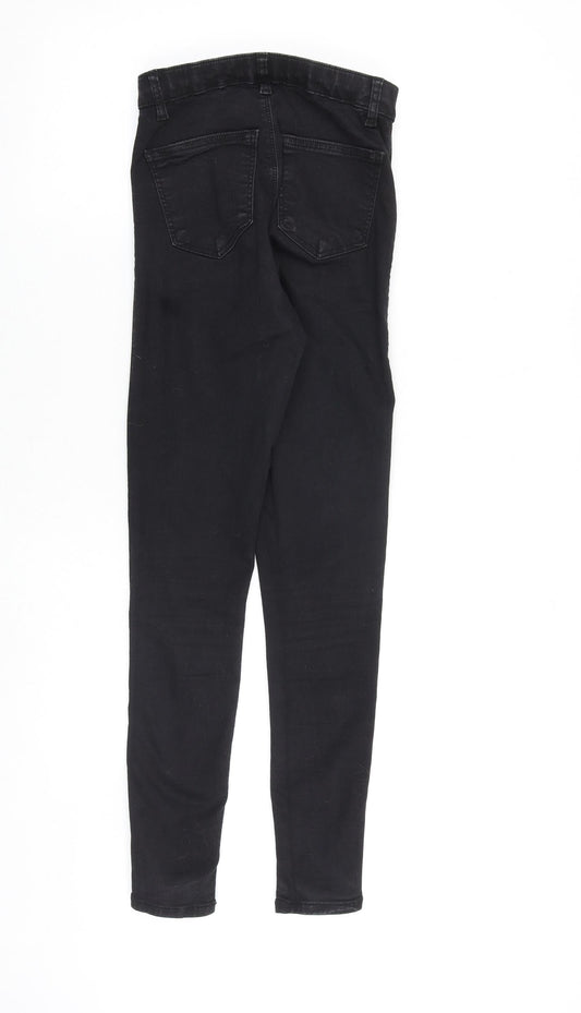 Topshop Womens Black Cotton Skinny Jeans Size 26 in L32 in Regular Zip