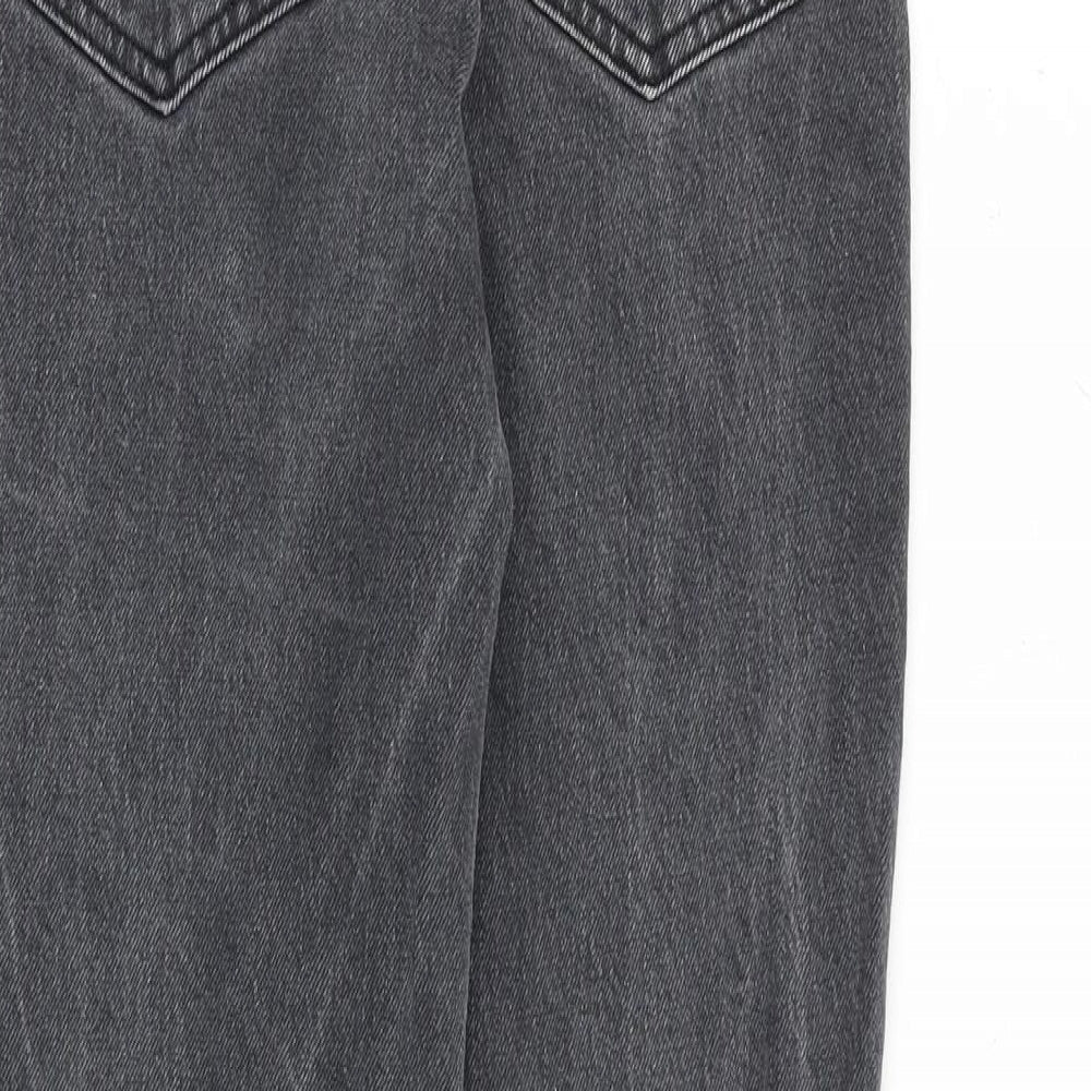 Topshop Womens Grey Cotton Straight Jeans Size 25 in L30 in Regular Zip
