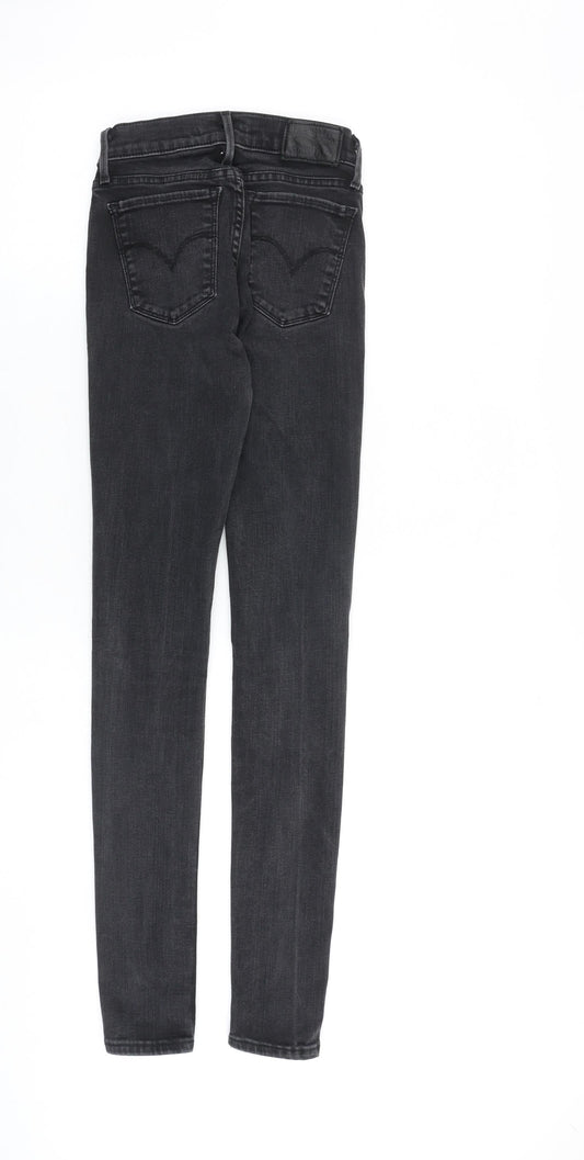 Levis Womens Grey Cotton Skinny Jeans Size 24 in L30 in Slim Zip