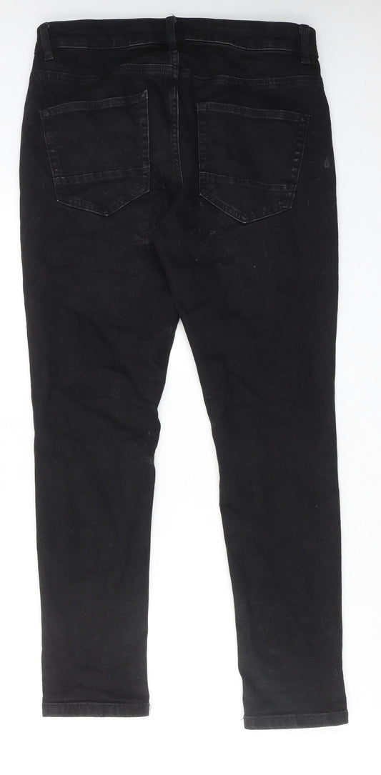 NEXT Mens Black Cotton Skinny Jeans Size 30 in L29 in Regular Zip