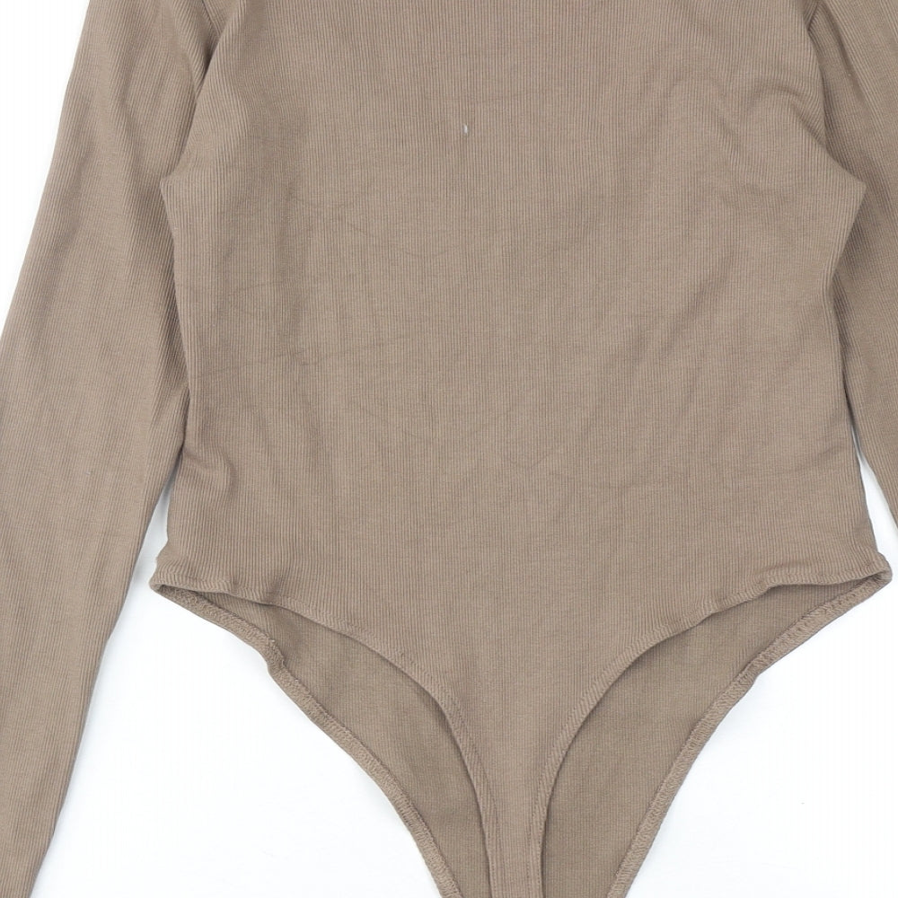 Luxe to kill Womens Brown Viscose Bodysuit One-Piece Size L Snap