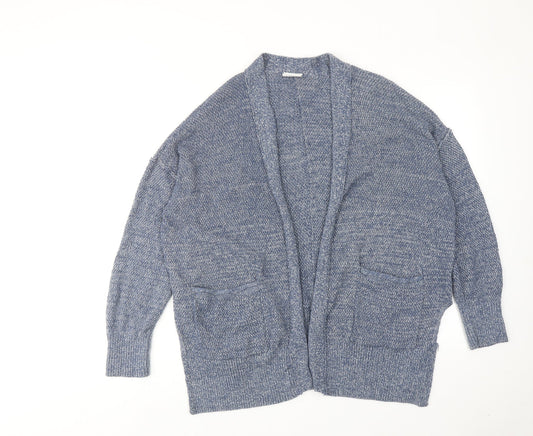 VILA Womens Blue V-Neck Geometric Cotton Cardigan Jumper Size S