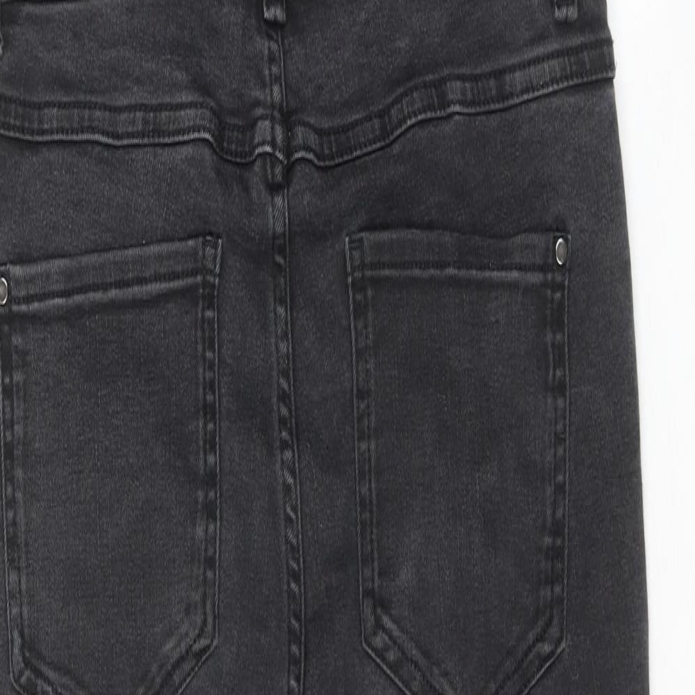 A&G Womens Black Cotton Dungaree One-Piece Size XS L30 in Button