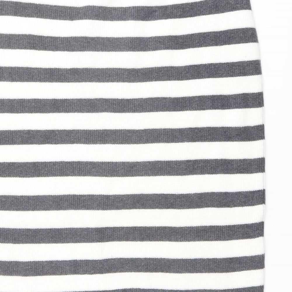 Marks and Spencer Womens Grey Striped Viscose Straight & Pencil Skirt Size L