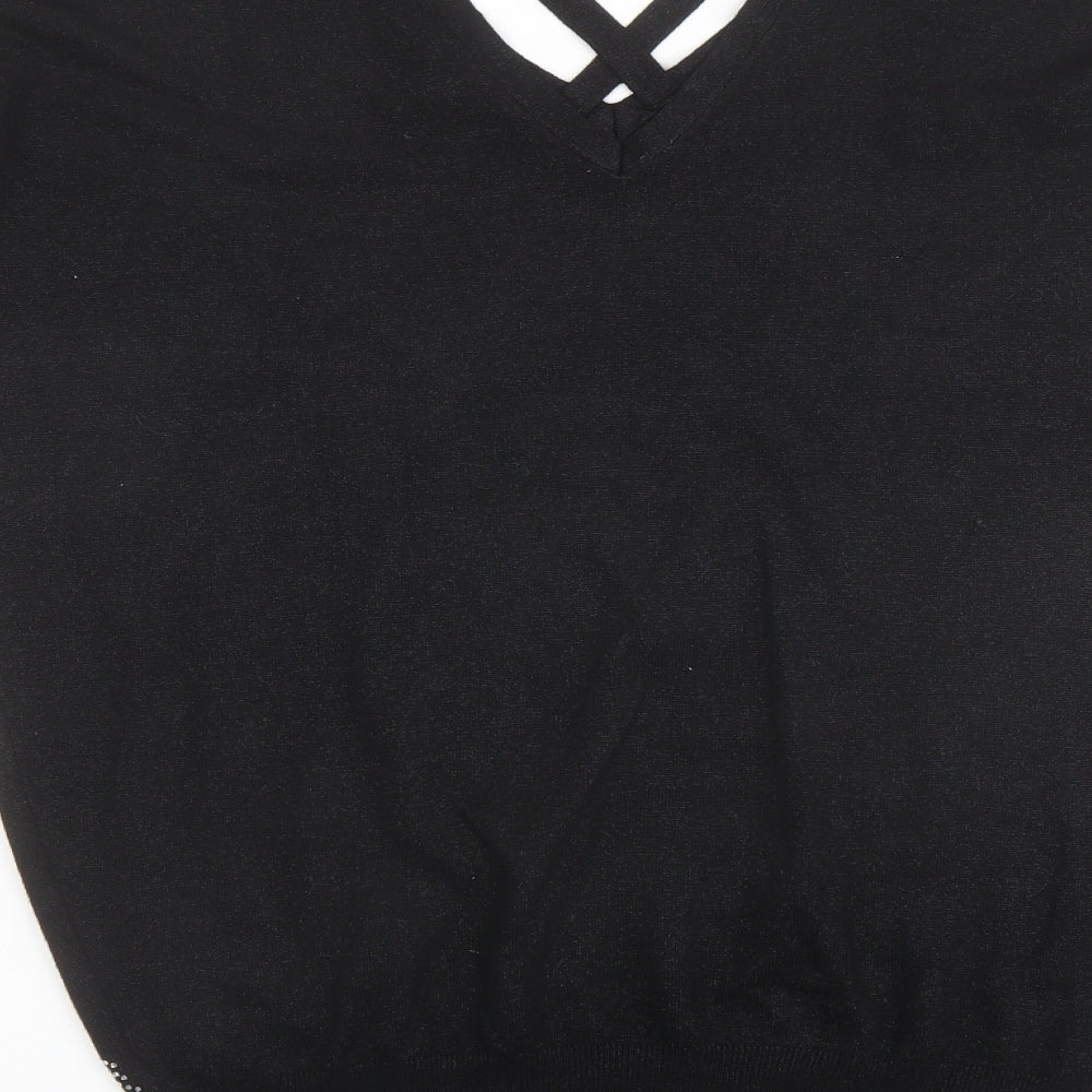 Womens UK Size 12 Star Black Pullover Jumper