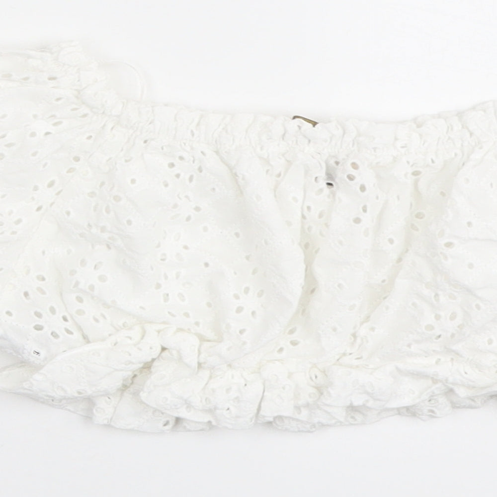 Womens UK Size S Pull&Bear White Cropped Blouse