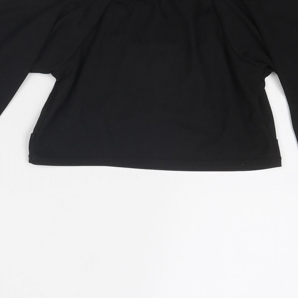 Nasty Gal Womens Black Polyester Basic T-Shirt Size 10 Round Neck