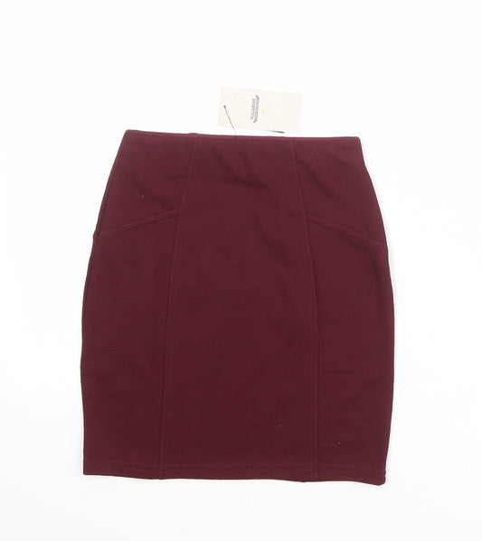 Pull&Bear Womens Red Polyester Straight & Pencil Skirt Size M