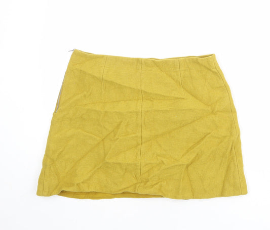 COS Womens Yellow Wool A-Line Skirt Size 16 Zip