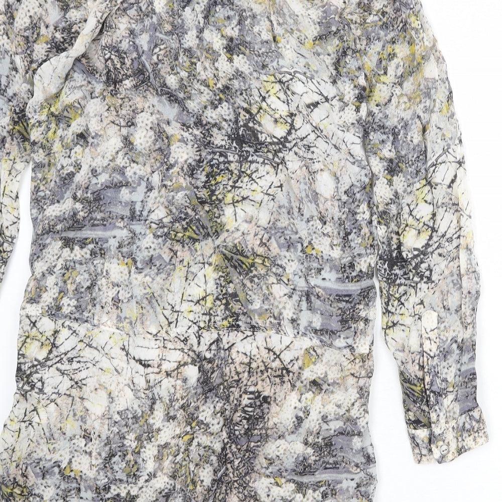 NEXT Womens Multicoloured Geometric Viscose Shirt Dress Size 12 Round Neck Button