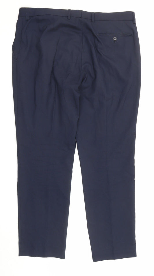 Ventura Mens Blue Polyester Dress Pants Trousers Size 36 in Slim Zip