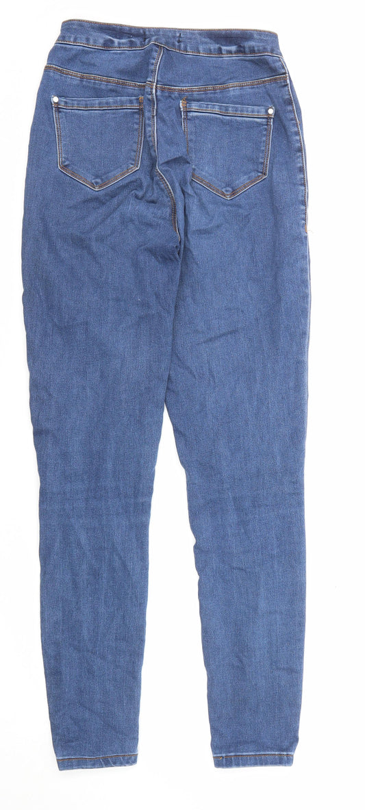 Missguided Womens Blue Cotton Skinny Jeans Size 8 L28 in Regular Zip