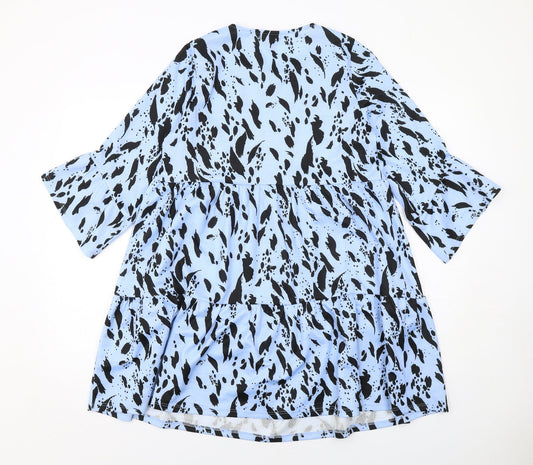 River Island Womens Blue Geometric Polyester Mini Size 10 Round Neck Pullover