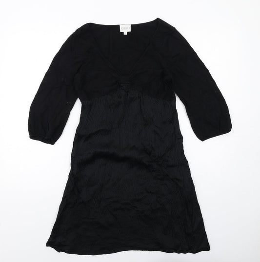 Additional front view of Kaliko women’s black cotton a-line, size UK 12, v-neck pullover
