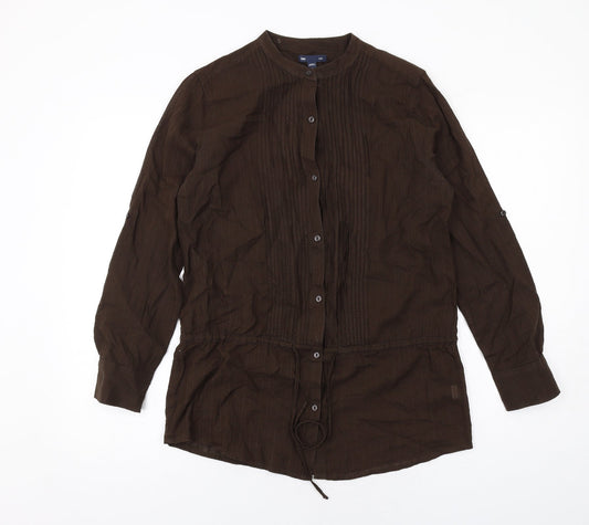 Womens UK Size S Gap Brown Basic Button-Up