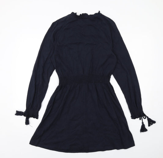 Topshop Womens Blue Cotton A-Line Size 10 Round Neck Pullover