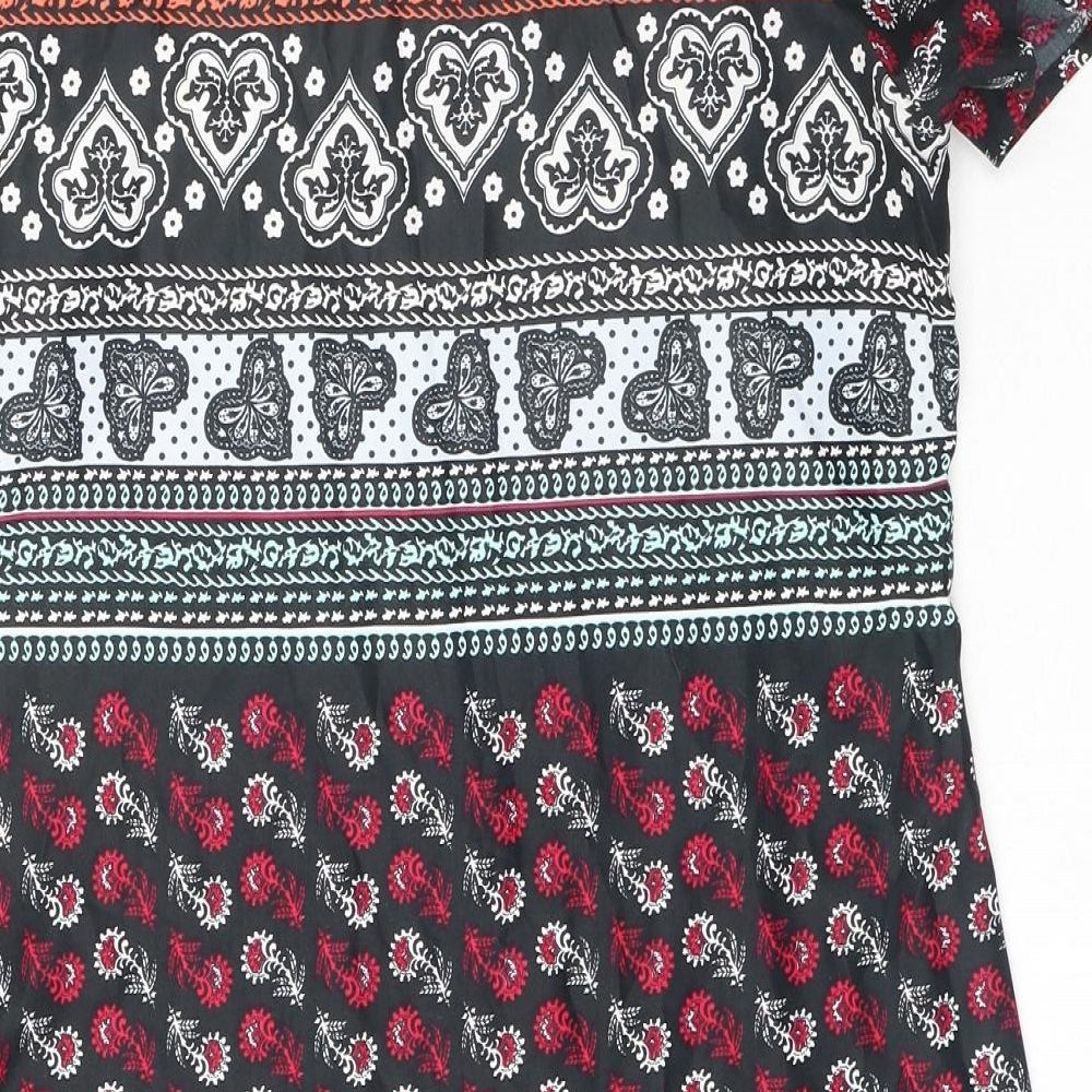 Innocence Womens Multicoloured Geometric Polyester T-Shirt Dress Size 12 Round Neck