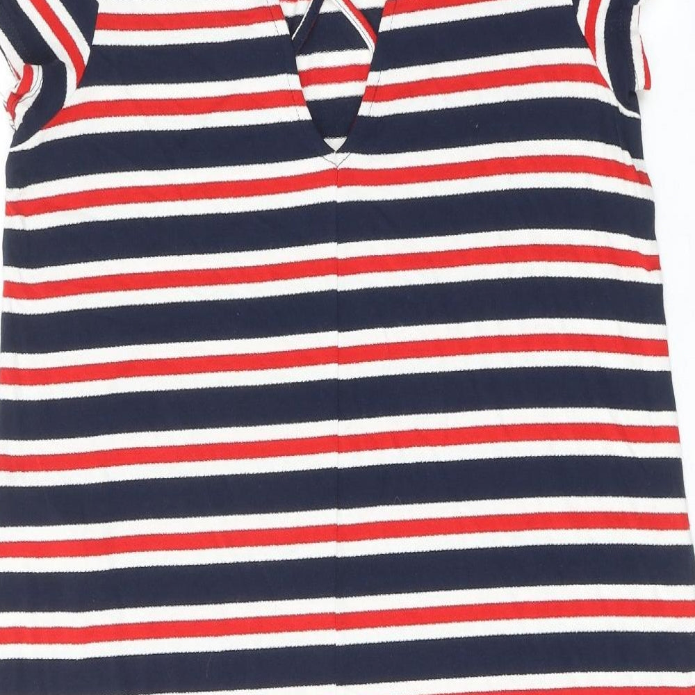 Only Womens Multicoloured Striped Viscose T-Shirt Dress Size L Round Neck Pullover