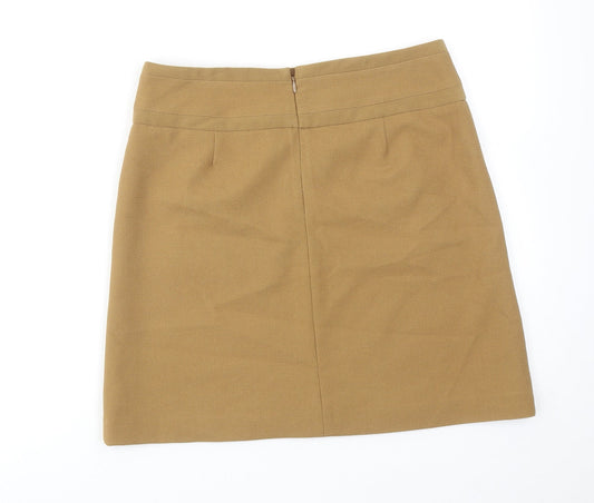 Marks and Spencer Womens Brown Polyester Mini Skirt Size 8 Zip