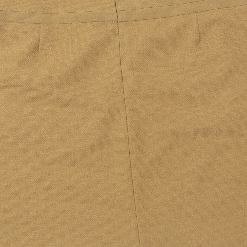 Marks and Spencer Womens Brown Polyester Mini Skirt Size 8 Zip