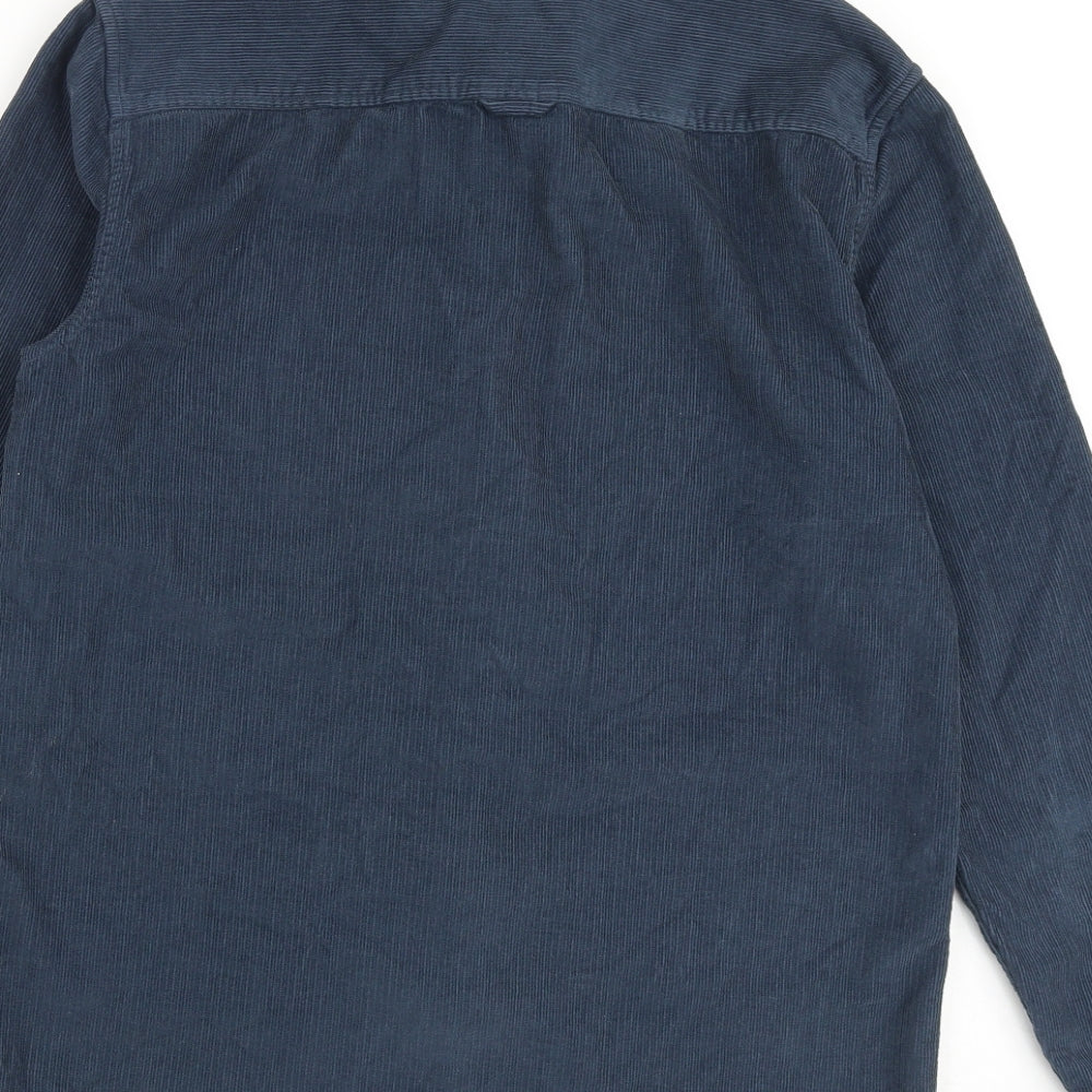 Mens UK Size S River Island Blue Button-Up Long Sleeve Casual Shirt