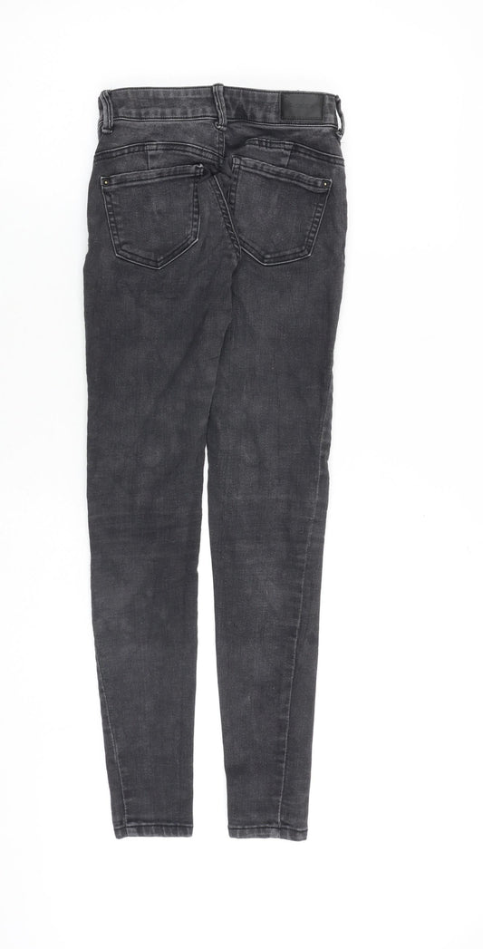 Bershka Womens Grey Cotton Skinny Jeans Size 6 L28 in Regular Zip