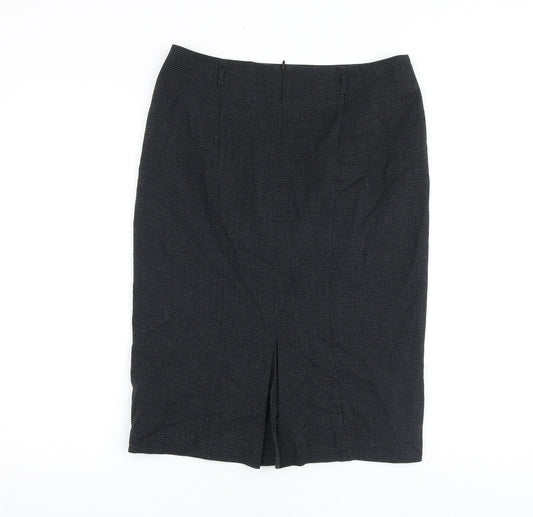 Marks and Spencer Womens Black Geometric Polyester Straight & Pencil Skirt Size 10 Zip