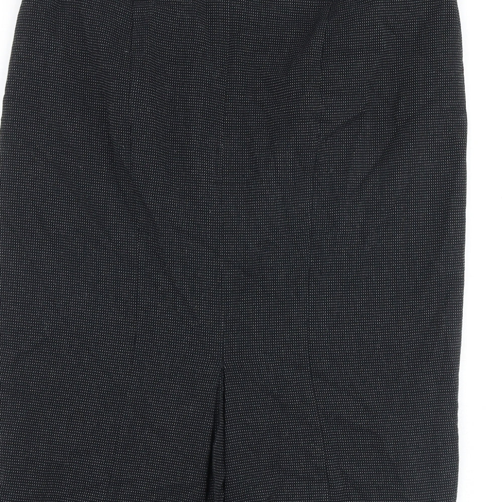 Marks and Spencer Womens Black Geometric Polyester Straight & Pencil Skirt Size 10 Zip
