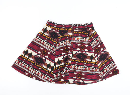 H&M Womens Multicoloured Geometric Polyester Mini Skirt Size M Zip