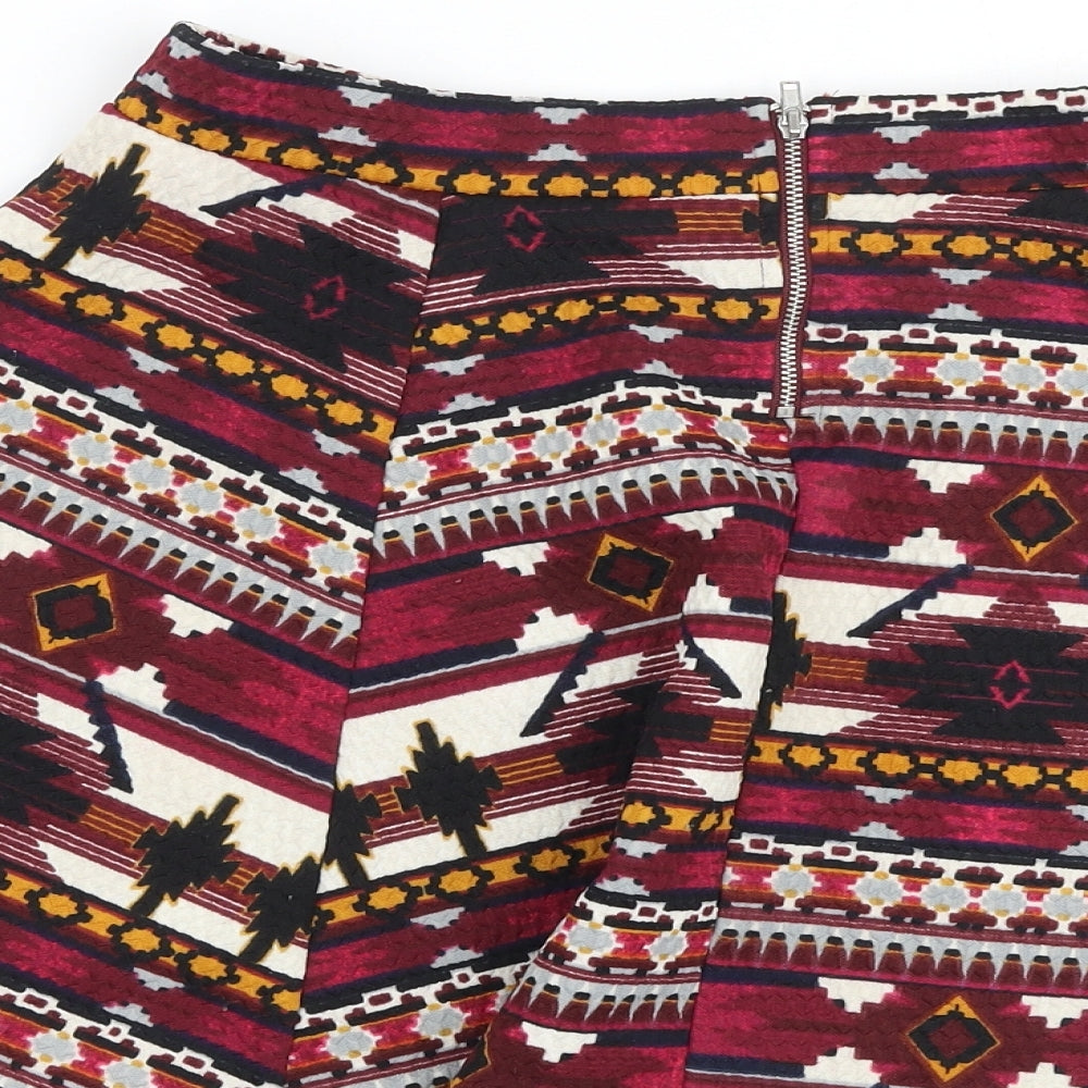 H&M Womens Multicoloured Geometric Polyester Mini Skirt Size M Zip