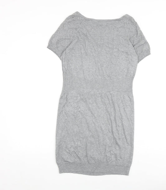 Warehouse Womens Grey Viscose Shift Size 14 V-Neck Pullover