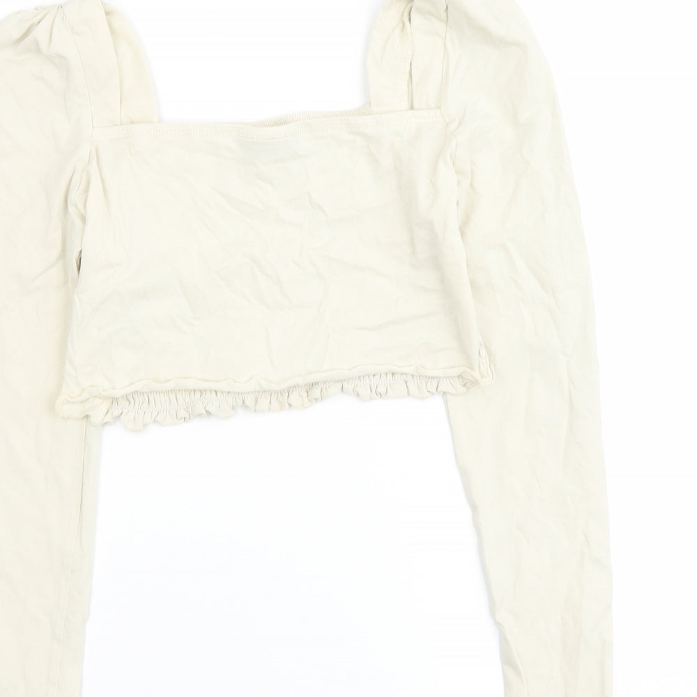 Womens UK Size 14 Topshop Beige Cropped Tank
