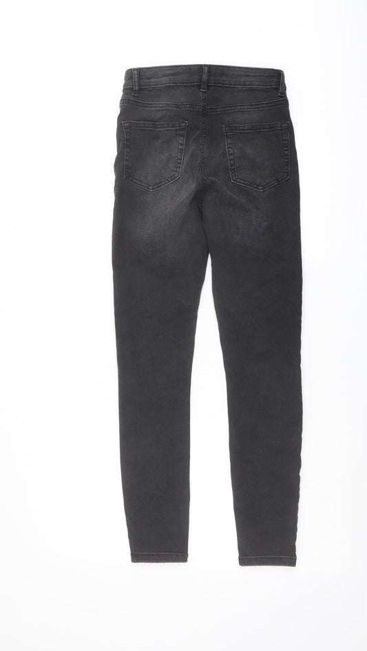 Denim & Co. Womens Grey Cotton Skinny Jeans Size 8 L26 in Regular Button